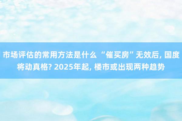 市场评估的常用方法是什么 “催买房”无效后, 国度将动真格? 2025年起, 楼市或出现两种趋势