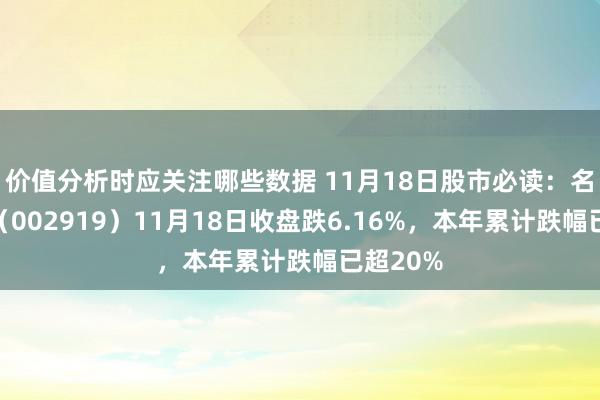 价值分析时应关注哪些数据 11月18日股市必读：名臣健康（002919）11月18日收盘跌6.16%，本年累计跌幅已超20%