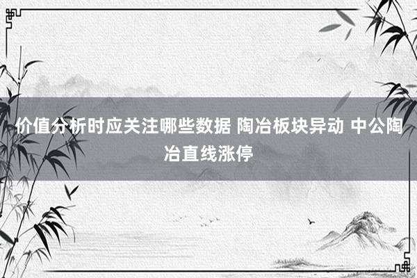 价值分析时应关注哪些数据 陶冶板块异动 中公陶冶直线涨停