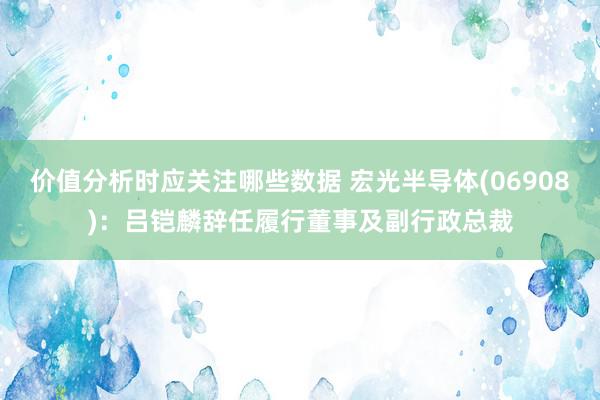 价值分析时应关注哪些数据 宏光半导体(06908)：吕铠麟辞任履行董事及副行政总裁