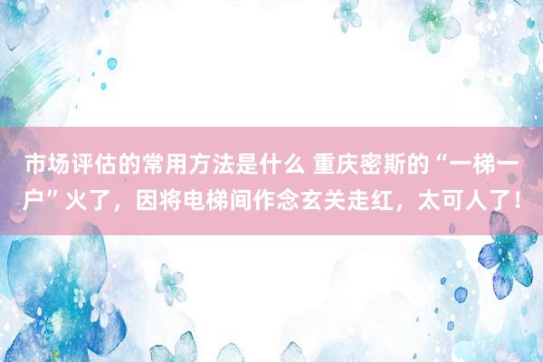 市场评估的常用方法是什么 重庆密斯的“一梯一户”火了，因将电梯间作念玄关走红，太可人了！