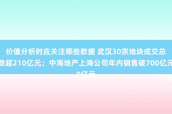 价值分析时应关注哪些数据 武汉30宗地块成交总数超210亿元；中海地产上海公司年内销售破700亿元