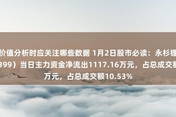 价值分析时应关注哪些数据 1月2日股市必读：永杉锂业（603399）当日主力资金净流出1117.16万元，占总成交额10.53%