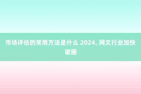 市场评估的常用方法是什么 2024, 网文行业加快破圈