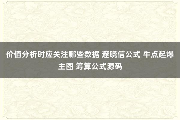 价值分析时应关注哪些数据 邃晓信公式 牛点起爆主图 筹算公式源码