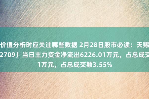 价值分析时应关注哪些数据 2月28日股市必读：天赐材料（002709）当日主力资金净流出6226.01万元，占总成交额3.55%